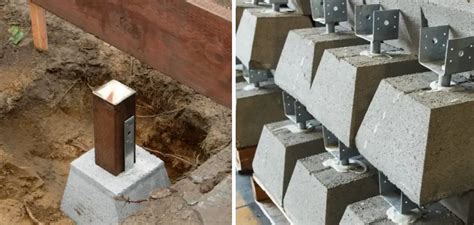 concrete piers with metal brackets|pier block with adjustable bracket.